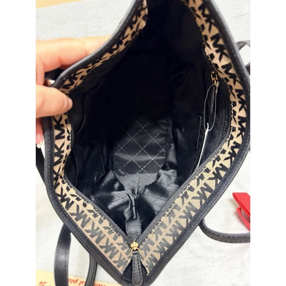 MICHAEL KORS MK Kempton Signature Beige Jacquard Tote Canvas NEW $198 - Picture 9 of 10